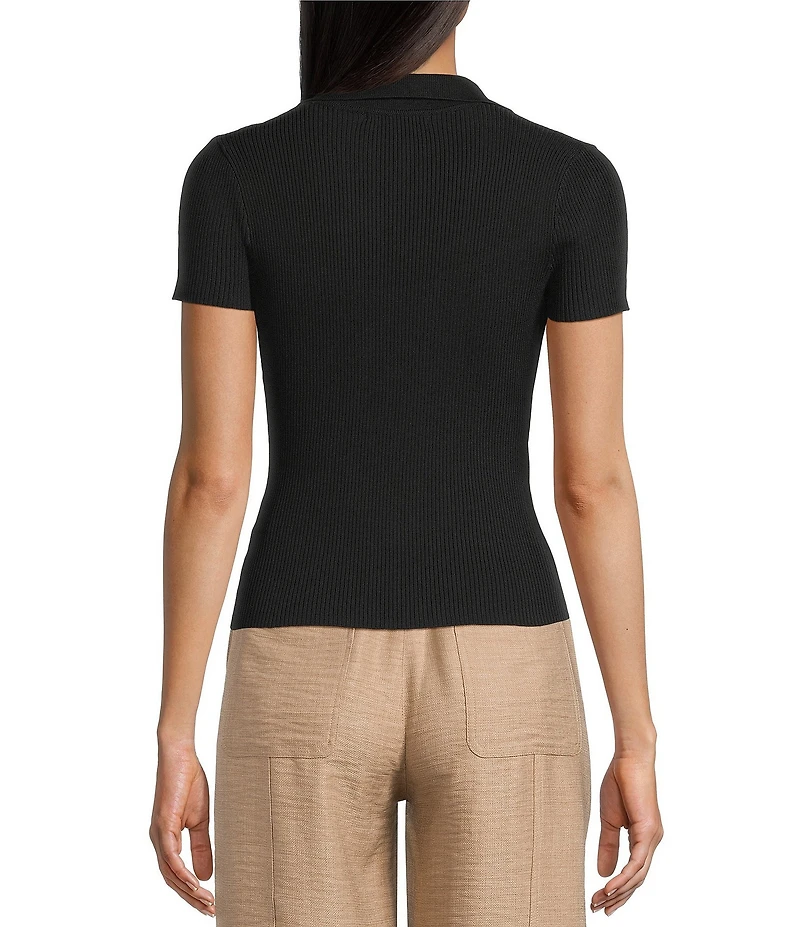 Blu Pepper Short Sleeve Snap Front Knit Top
