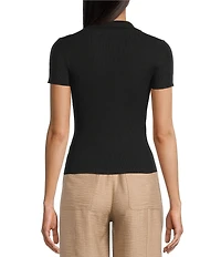 Blu Pepper Short Sleeve Snap Front Knit Top