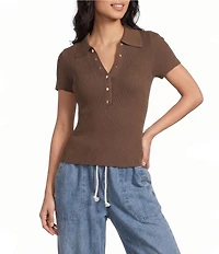 Blu Pepper Short Sleeve Snap Front Knit Top