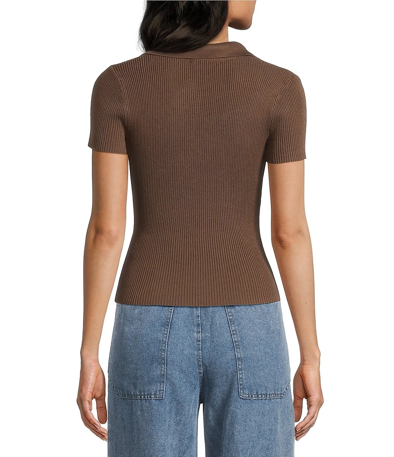 Blu Pepper Short Sleeve Snap Front Knit Top