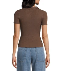 Blu Pepper Short Sleeve Snap Front Knit Top