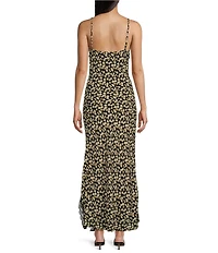 Blu Pepper Sleeveless Floral Print Lace Trim Midi Dress