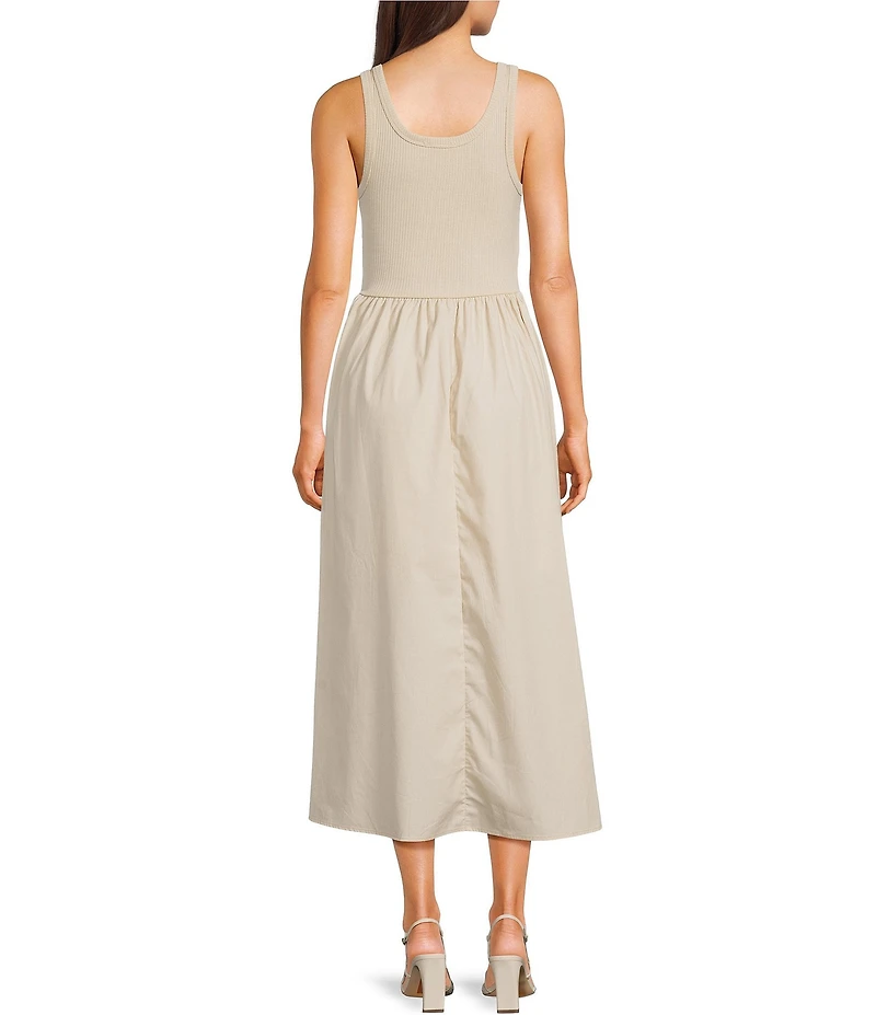 Blu Pepper Sleeveless Mixed-Media Midi Dress