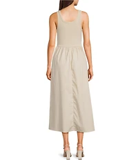 Blu Pepper Sleeveless Mixed-Media Midi Dress