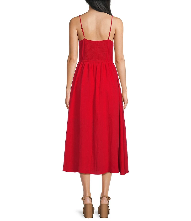 Blu Pepper Square Neck Corset Inspired Midi Dress