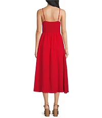 Blu Pepper Square Neck Corset Inspired Midi Dress