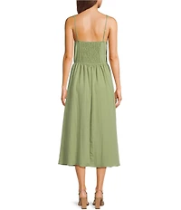 Blu Pepper Square Neck Corset Inspired Midi Dress