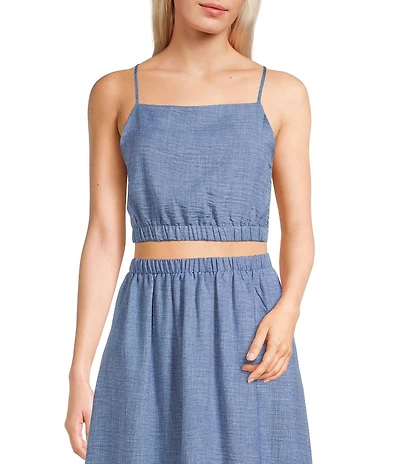 Blu Pepper Square Neck Cropped Coordinating Tank Top