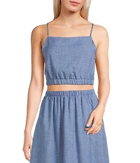 Blu Pepper Square Neck Cropped Coordinating Tank Top