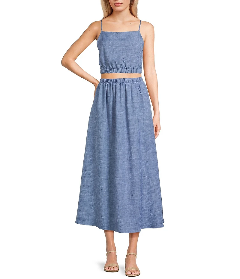 Blu Pepper Square Neck Cropped Coordinating Tank Top