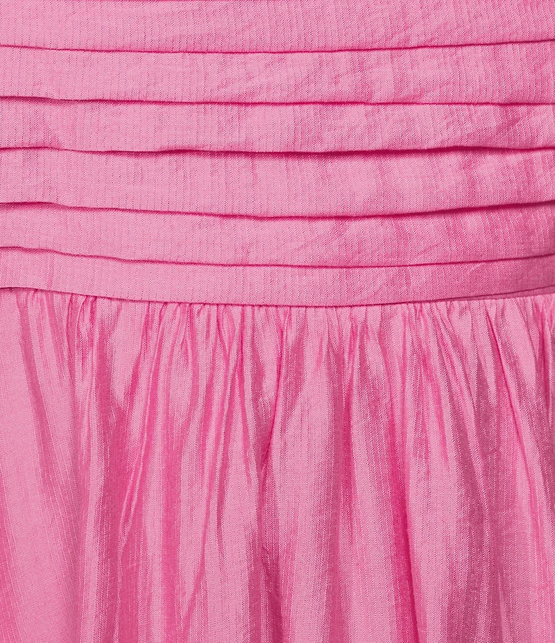 Blu Pepper Square Neck Short Puff Sleeve A-Line Dress