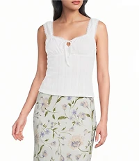 Blu Pepper Square Neck Tie Front Crop Top