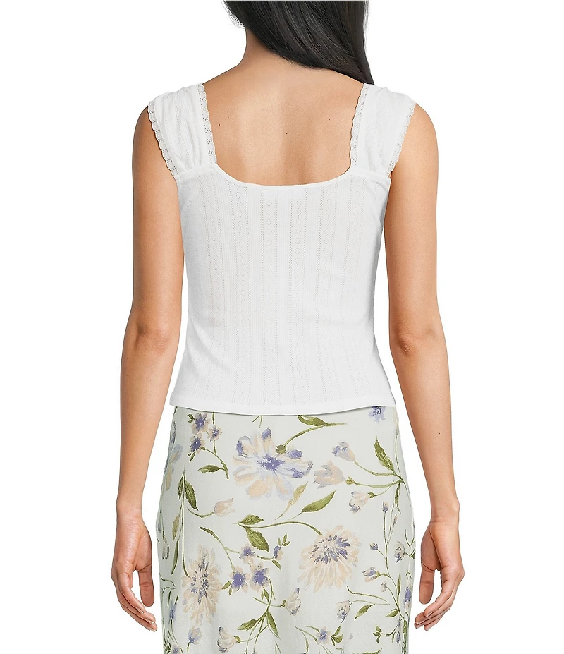 Blu Pepper Square Neck Tie Front Crop Top