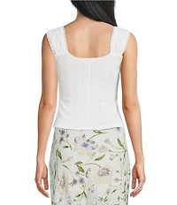 Blu Pepper Square Neck Tie Front Crop Top