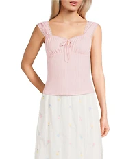 Blu Pepper Square Neck Tie Front Crop Top