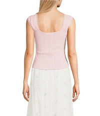 Blu Pepper Square Neck Tie Front Crop Top