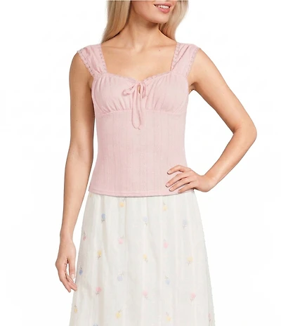 Blu Pepper Square Neck Tie Front Crop Top