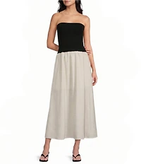Blu Pepper Strapless Mix Media Midi Dress