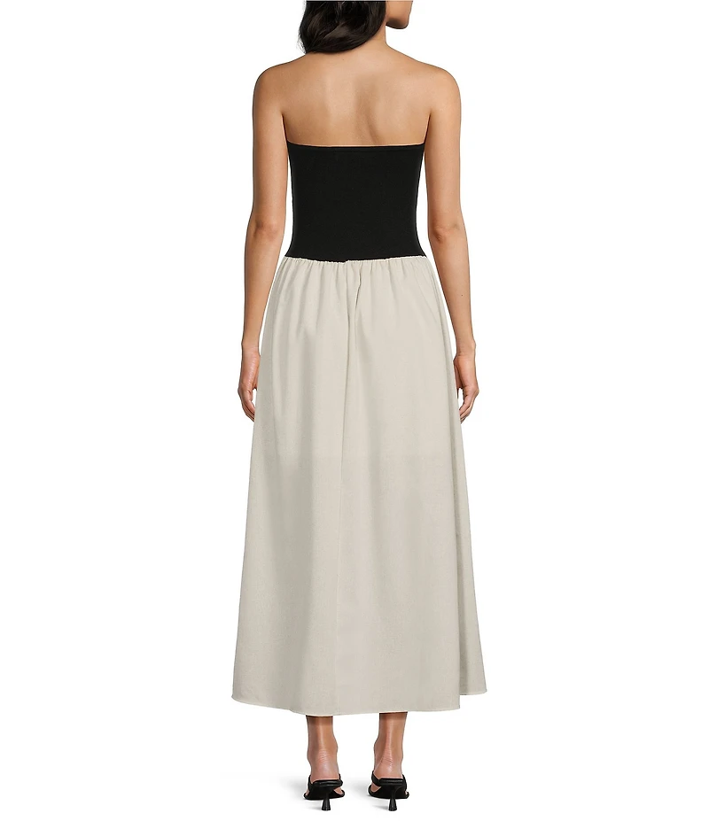 Blu Pepper Strapless Mix Media Midi Dress