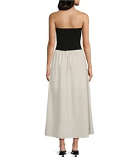 Blu Pepper Strapless Mix Media Midi Dress
