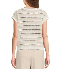 Blu Pepper Stripe Boat Neck Drop Shoulder Short Sleeve Sweater