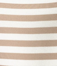 Blu Pepper Stripe Boat Neck Short Sleeve Cropped Knit Sweater