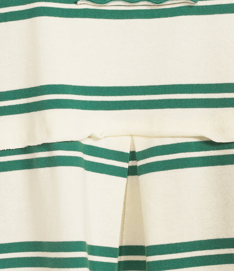 Blu Pepper Striped Collared Short Sleeve Boxy Knit Top