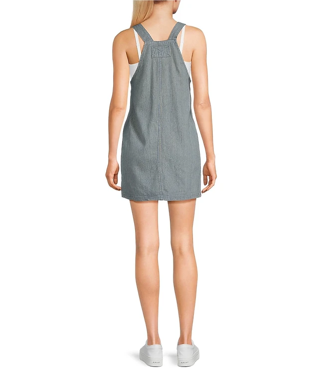 Blu Pepper Striped Denim Overall Mini Dress | Liberty Center
