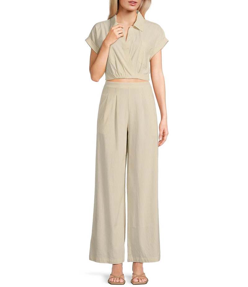 Blu Pepper Striped High Rise Pull-On Coordinating Pants