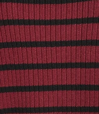 Blu Pepper Striped Mock Neck Dolman Short Sleeve Sweater