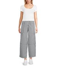 Blu Pepper Striped Pocket Wide Leg Pants