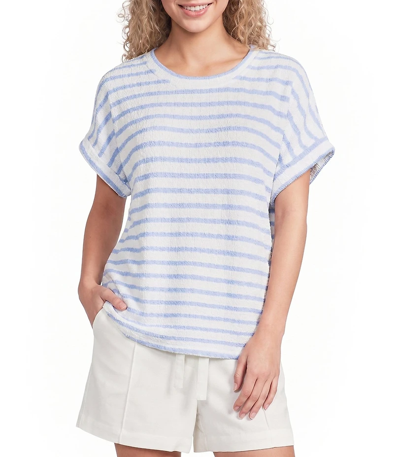 Blu Pepper Striped Short Sleeve Knit Top
