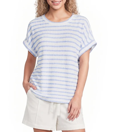 Blu Pepper Striped Short Sleeve Knit Top
