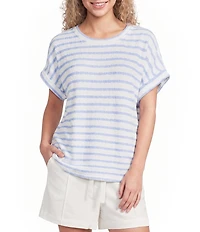 Blu Pepper Striped Short Sleeve Knit Top