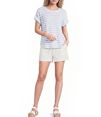 Blu Pepper Striped Short Sleeve Knit Top