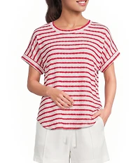 Blu Pepper Striped Short Sleeve Knit Top
