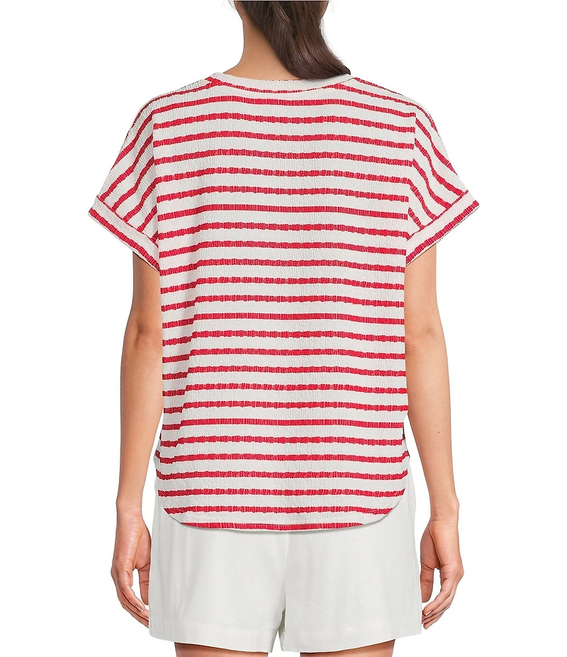 Blu Pepper Striped Short Sleeve Knit Top
