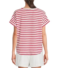 Blu Pepper Striped Short Sleeve Knit Top