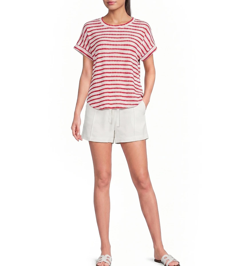 Blu Pepper Striped Short Sleeve Knit Top
