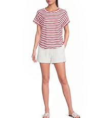 Blu Pepper Striped Short Sleeve Knit Top