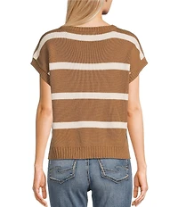 Blu Pepper Striped Short Sleeve Side Bow Detail Sweater