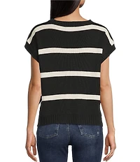 Blu Pepper Striped Short Sleeve Side Bow Detail Sweater