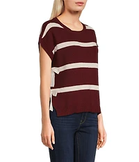 Blu Pepper Striped Cap Sleeve Side Bow Detail Sweater
