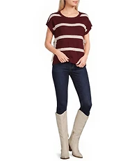 Blu Pepper Striped Cap Sleeve Side Bow Detail Sweater