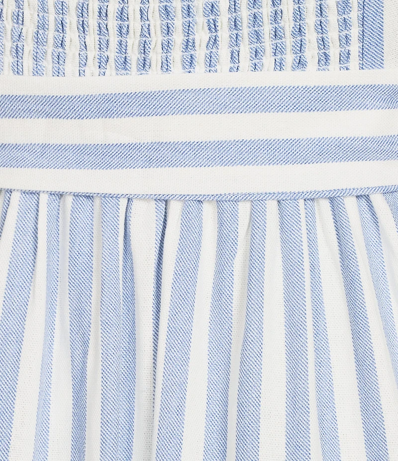 Blu Pepper Striped Sweetheart Neck Belted Midi Dress