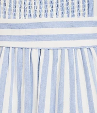 Blu Pepper Striped Sweetheart Neck Belted Midi Dress