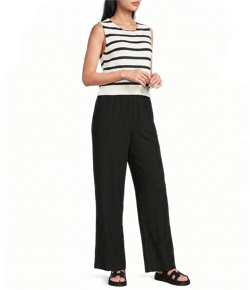 Blu Pepper Striped Tie Back Sleeveless Cropped Sweater