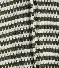 Blu Pepper Striped V-Neck Exposed Seam Long Sleeve Knit Top