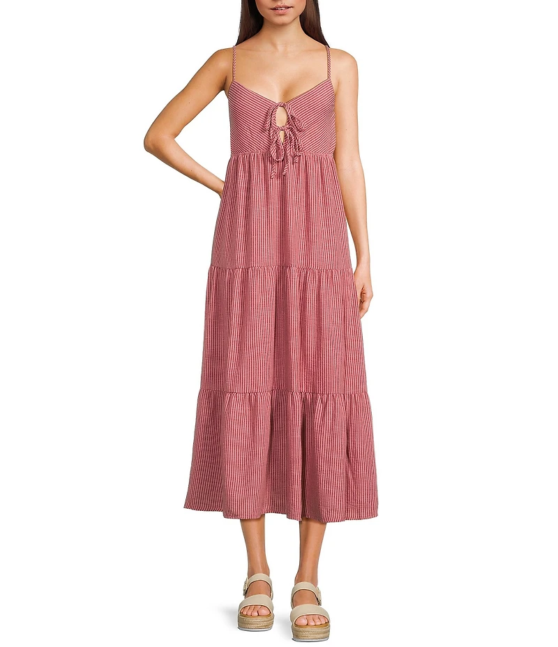 Blu Pepper Striped V-Neck Tiered Dress