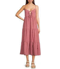 Blu Pepper Striped V-Neck Tiered Dress